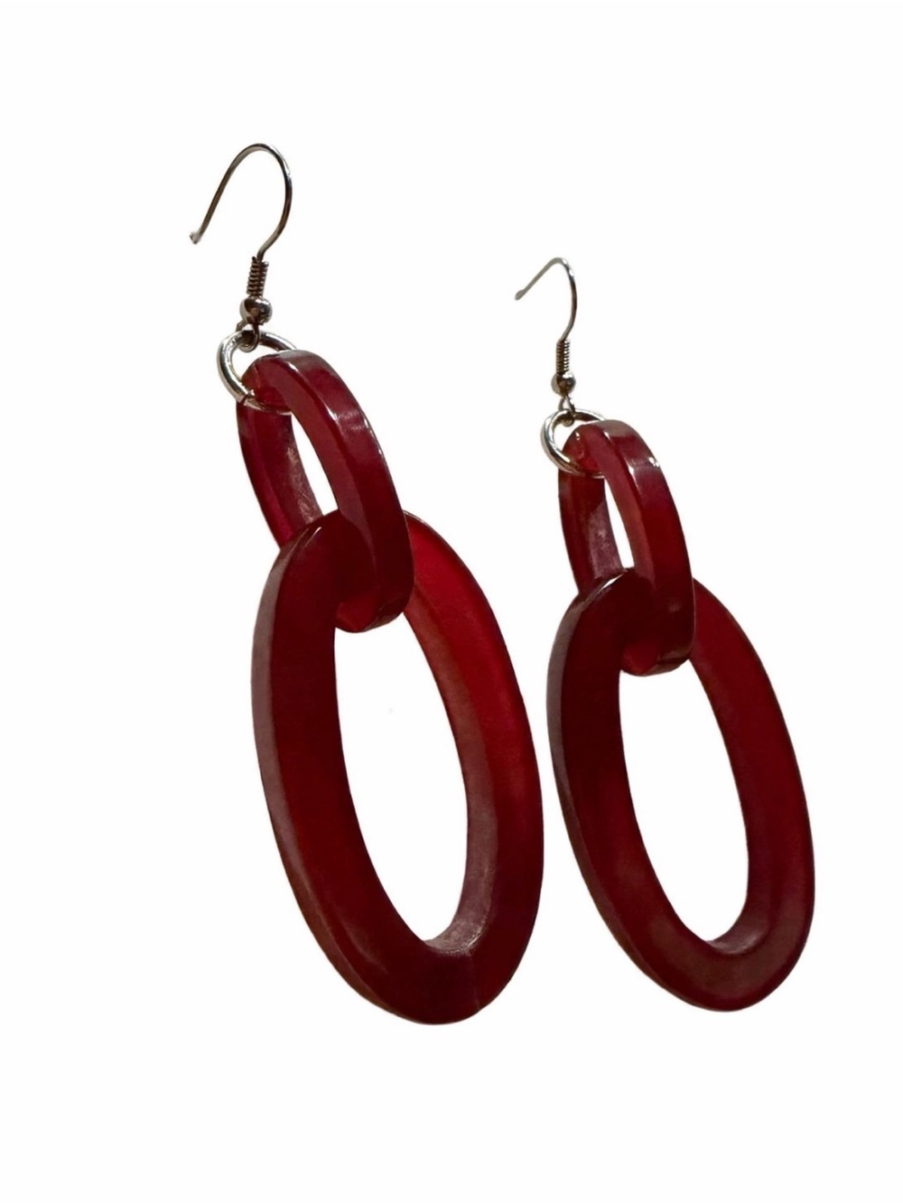 Double Oval Link Horn Earrings